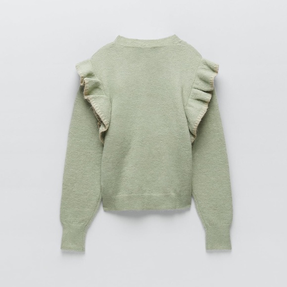 ZARA RUFFLED KNIT SWEATER WOOL ALPACA BLEND NWT - Picture 7 of 10